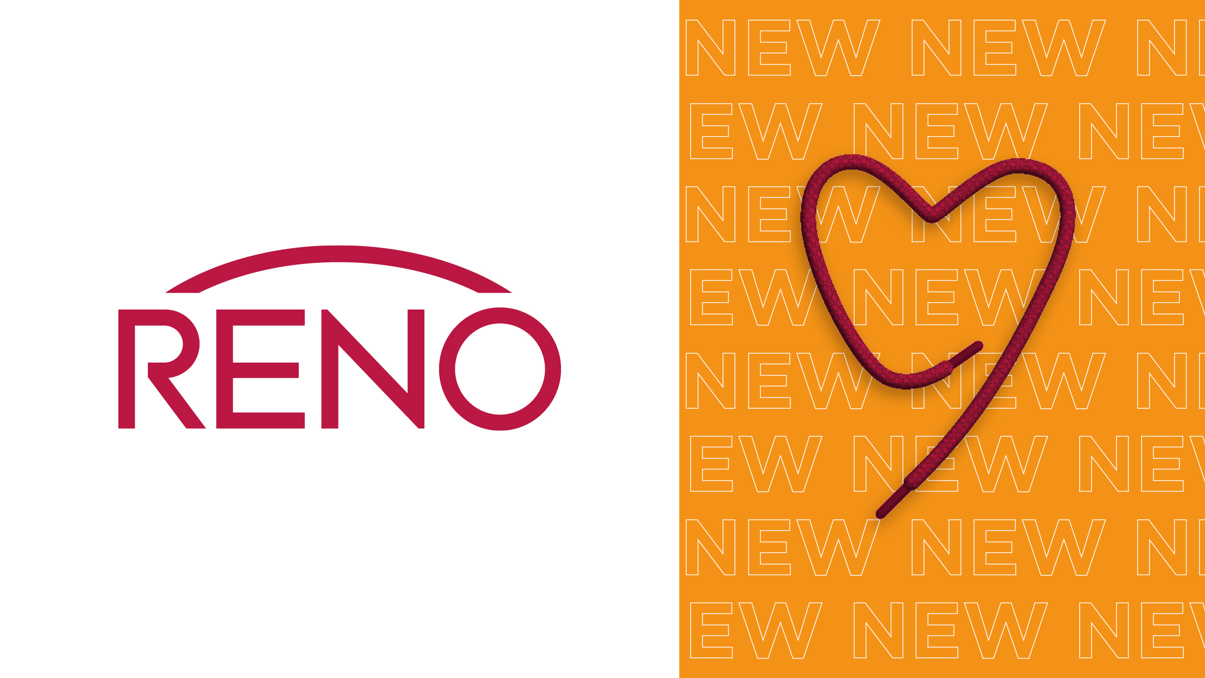 RENO Logo mit Schnürsenkel Herz.